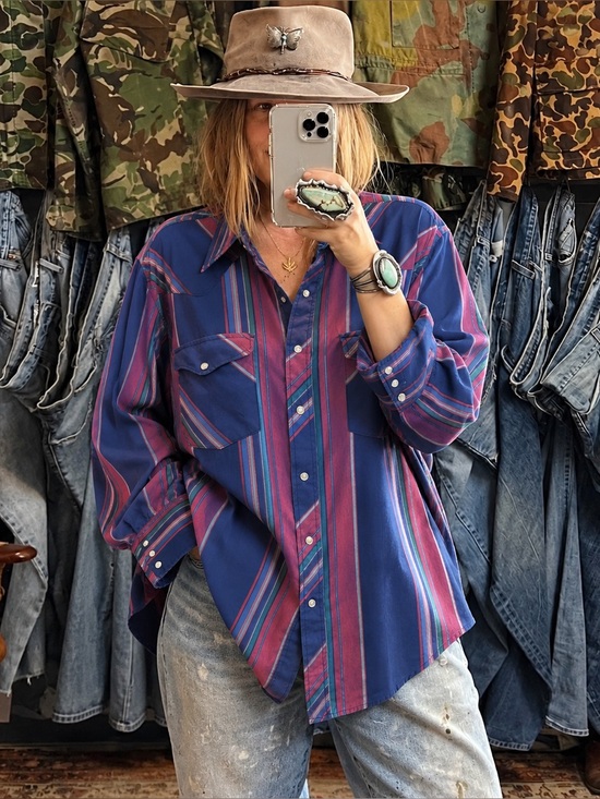 Youngbloods Tops - VTG 80sYoungbloods Western Pearl Snap Shirt Oversized Western Stripe Men’s M